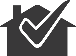 Vector illustration of a checkmark and a house