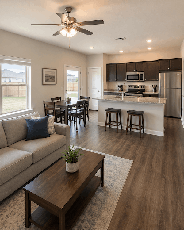 Modern open-plan living and kitchen space