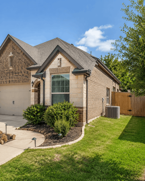 Sunny suburban home with garden view