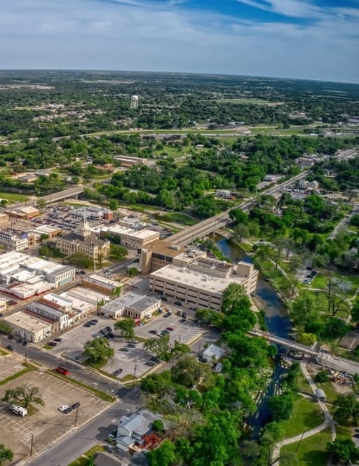 vertical aerial view of belton